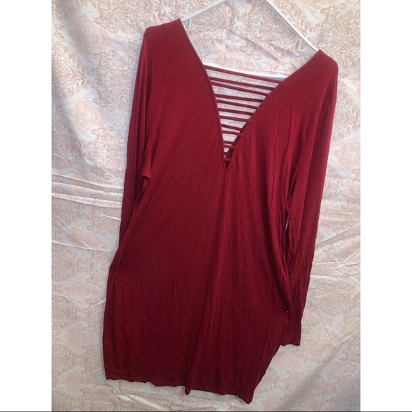 Forever 21 Dark Red Long Sleeve Bodycon Dress - Picture 2 of 2